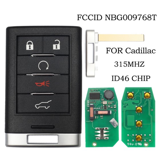 2010-2015 Cadillac SRX ATS XTS / 5-Button Smart Key / NBG009768 (AFTERMARKET)